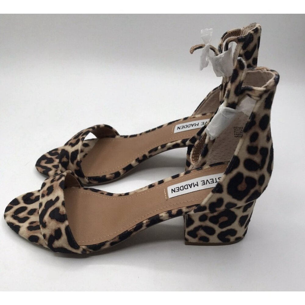 Steve Madden Shoes Womens Size 7.5 Leopard Block Heel Sandals Brown Black